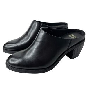 Frye & Co Phinea Black Mules Clogs Dress Shoes Womens Size 7 Block Heel NWOB